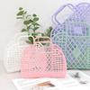 Bolso de Mano de Moda Grande de Plástico PE Cesta Suave Desmontable Hueca Cesta de Almacenamiento para Compras Snacks de Supermercado Fruta Cesta de Compras