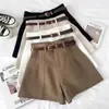 Pantalones cortos de resorte minimalistas retro al por mayor estilo coreano ins estilo Hong Kong de cintura alta color liso pierna ancha pantalones casuales adelgazantes