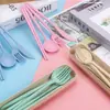 Vajilla de Paja de Trigo Traje Conveniente Cuchillo, Tenedor y Cuchara Juego de Tres Piezas Tenedor de Plástico Cuchara Palillos Simple Regalo Comercial