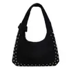 Nuevo Modelo 2026 Bolso de Hombro para Mujer de Cuero Mate con Remaches, Versátil Estilo Coreano para el Trabajo, Bolso de Mano Vintage de Moda
