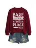 BAKE THE WORLD Loja Independente da Lista de Desejos da Amazon Moletom Feminino Outono Inverno Versátil e Moderno com Gola Redonda e Manga Longa