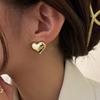 Aretes vintage de plata 925 con pin, moda europea y americana, personalidad, metal, forma de corazón, viento frío ins, joyería para las orejas de mujer