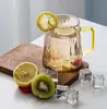 Tetera de Vidrio de Gran Capacidad de Alto Borosilicato Patrón de Corteza Tetera de Vidrio Tetera de Té de Frutas para Jugos de Verano Hogar Glaciar