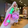 Llavero de Tortuga Luminosa Rellena de Aceite con Tortuga de Cristal Colgante de Arena Movediza Encanto de Regalo Pequeño Decoración para Bolso de Pareja Regalo