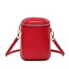 Nova bolsa de couro de primeira camada 2023 para celular, bolsa de ombro diagonal simples e macia preferida para mulheres