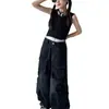 Sling Infantil de Verão Preto Cyber Celebridade Colete para Meninas Dança de Jazz Costas Nuas Top Curto Moda para Dançar Roupas Blow Street