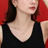 Conjunto de Joyería Minimalista de Moda Europea y Americana para Mujer, Colgante Cuadrado de Zircón, Cadena para Clavícula, Venta Directa de una Pieza, En Stock de Fábrica, Transfronterizo