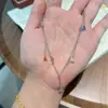Colar Paleta de Cores Dopamina de Verão High-End Luxo Leve Simples Versátil Corrente de Clavícula com Borla