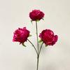 Rosa artificial individual de 3 cabezas tela de seda pintura al óleo decoración de rosa ramo boda arreglo de globos atmósfera flor falsa