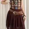 Jeans Versátiles Estilo Americano Vintage con Cintura Ancha y Adorno Decorativo, Cinturón Adelgazante y Realzador de Cintura