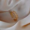 Anillo Abierto de Conejo Ojo de Gato Galvanizado en Oro Real Moda Coreana Diseño de Anillo para Dedo Índice Estilo Frío Anillo Simple Anillo de Cola