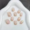 Pontas de Unha de Bolinhas Bicolores, Unhas Usáveis, Unhas Olho de Gato Pré-Fabricadas com Contas de Vidro Transparentes, Unhas Postiças com Variações de Tamanho