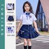 Uniformes de Jardín de Niños Verano Nuevo Estilo Universitario Uniformes de Escuela Primaria Uniformes de Clase Trajes de Camisa de Manga Corta para Niños Nuevo Estilo