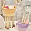 Caja de Almacenamiento para Brochas de Maquillaje, Tazón para Limpiar Pinceles de Maquillaje, Estante de Almacenamiento para Esponjas de Silicona, Artefacto Integrado para Limpieza y Secado