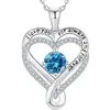 Collar de Plata Esterlina S925 Corazón Eterno Transfronterizo Europeo y Americano de Doble Capa para Mujer con Colgante de Amazonita de Doce Piedras de Nacimiento Cadena Clavicular