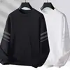 Camiseta de manga larga para hombre para otoño e invierno, marca de moda, corte holgado, engrosada, camiseta básica casual, sudadera estampada de cuello redondo para estudiantes jóvenes