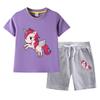 Traje de niña de verano 2023, nuevo, de algodón, holgado, de manga corta, pantalones cortos, informal, de dos piezas, ropa de verano para niños.