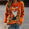 Sudadera de Manga Larga con Cuello Redondo, Corte Ajustado, Estampado Digital con Elementos Navideños Transfronterizos, 250g Franela, Nuevo 2025