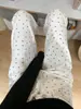 Jeans Blancos Nuevos de Verano 2024 para Mujer Verano Retro Lunares Pantalones Casuales Cintura Alta Adelgazantes Rectos