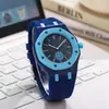 Reloj de Cuarzo para Hombre con Marcadores Arcoíris Octagonales, Correa de Silicona Blanca, Reloj de Pulsera de Moda Casual Estilo Royal-Oak