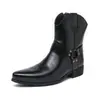 Zapatos de Hombre Transfronterizos Estilo Nuevo Botas Vaqueras Occidentales Zapatos de Caña Alta Hombres Comercio Exterior Puntiagudos Casuales Botas de Cuero Hombres Botas Martin Europeas y Americanas Hombres