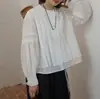 Espacio de Trabajo Blanco Borrador Luz Suave Gasa Difuminada "26ss Producto Nuevo de Principios de Primavera 100 Piezas Algodón Puro Manga de Puff Frances Camisa Blanca"