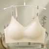 Tirante fino con letras Ropa interior para mujer de busto pequeño Push-up Anticaída y sin marcas Cómodo Transpirable Sujetador de una pieza sin aro de acero