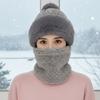 Suéter de Invierno para Mujer con Máscara de Protección para Orejas Integrada Gorro Engrosado Estilo Étnico Protección Facial para Ciclismo Cálido Suave Agradable a la Piel Gorro con Bola de Pelo