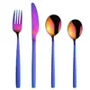 Amazon vajilla de acero inoxidable 430 juego de cuchillo tenedor cuchara cuchillo tenedor cuchara cuchara juego de 4 piezas color titanio