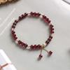 Pulsera de Granate Rojo Vino Joyería Pulsera de Cristal Blanco para Mujer Sentido de Diseño de Nicho para Enviar a Novia Pulsera de Estudiante