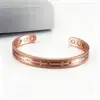 Set Popular Transfronterizo de Pulsera y Anillo Magnéticos, Diseño Floral Retro Europeo y Americano, Acabado Cepillado de Cobre Rojo Antiguo, Joyería de Estilo Vintage para Parejas