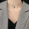 Pingente cruz S925 colar banhado a prata clavícula corrente colar gargantilha ajustável escuro simples feminino