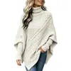 Amazon En Stock Otoño/Invierno 2026 Nuevo Suéter de Punto Trenzado con Mangas Murciélago Estilo Europeo Americano Cuello Alto Redondo Prendas de Punto tipo Capa