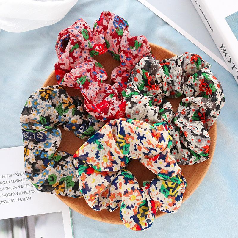 智贝详情图_3大肠发圈ins韩国碎花雪纺发绳日系蝴蝶结小清新