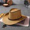 Sombrero de paja jazz de ala grande para mujer, ideal para verano, viajes al aire libre, protección solar, montañismo, vaquero occidental de moda para hombre.