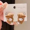 Pendientes de Zirconia Aguja de Plata Ciervo de Terciopelo Flor Otoño e Invierno Pendientes de Dibujos Animados Lindos Creativos Lujo Accesible Pendientes de Gama Alta para Mujeres