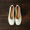 Zapatos Planos de Piel de Cordero Súper Suave Estilo Retro Francés de Punta Cuadrada Bajos para Mujer, Suela Suave, Bailarinas, Zapatos Mary Jane para el Trabajo