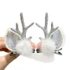 Set de Dos Pinzas para el Cabello de Navidad con Astas de Reno, Bolas de Felpa y Lazos para Niños, Adultos y Niñas, Pinzas para el Cabello, Accesorios para el Cabello