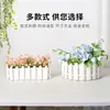 Valla Maceta de Plástico Suculenta Flor Artificial con Valla Pequeña Cesta de Flores Redonda Arreglo Floral Cesta de Flores Decorativa Maceta Hidropónica