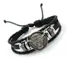 Pulsera de Cuero de Vaca con Tótem Retro Europeo y Americano, Pulsera Trenzada Punk Personalizada para Hombre, Joyería Popular de Vendedor Ambulante Transfronterizo
