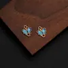 Pulsera Collar de Mariposa y Flor Azul Esmaltado Dorado con Cuentas Espaciadoras Accesorios Alta Retención de Color para Mujeres
