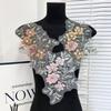 Estilo Retro Malla Piezas de Flores Bordadas Exquisito Patrón Floral Cuello de Puño de Ropa Floral Tridimensional Adhesivo de Tela para Ropa