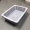 Cesta de escorrer retangular de camada dupla plástico cesta para lavar vegetais cesta para lavar vegetais cozinha de hotel caixa de areia para gatos