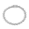 Nova Pulseira Patchwork Redonda com Estrela de Quatro Pontas Cravejada com Zircônia Transfronteiriça Europeia e Americana Pulseira Preta Personalizada Hip-Hop com Zircônia para Homens e Mulheres