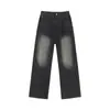 Jeans para hombre personalizados/estilo americano, nuevos pantalones casuales versátiles de pierna recta ancha holgada para primavera/verano/otoño en negro