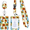 Estilo coreano flor fresca aleación de zinc hebilla de fácil extracción poliéster de fácil extracción cordón impreso soporte para tarjetas de certificado floral pequeño