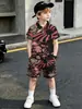 Novas Camisas Polo com Tema de Plantas do Fabricante Original, Conjunto de Camiseta e Shorts para Meninos com Impressão 3D, Atacado de Comércio Exterior Transfronteiriço