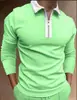 Europa y Estados Unidos transfronterizos nuevo otoño hombre manga larga solapa monocromático camiseta slim camiseta tipo POLO hombre una generación de pelo