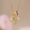 Aimin Nova Corrente para Clavícula Feminina Versátil Simples com Pingente de Cobre Borboleta Estrela do Mar Trevo de Quatro Folhas Full Diamond Transfronteiriço