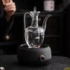 Tetera de Vidrio Portátil Estilo Dinastía Song, Olla de Vidrio de Borosilicato Alto para Preparar Té, Tetera Verde Acanalada, Tetera Resistente al Calor, Estilo Retro
